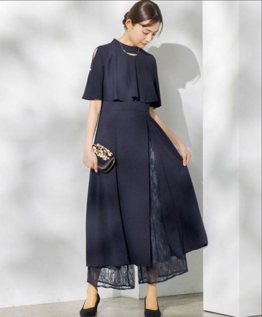 ✴︎formforma別注レースパンツ付きレイヤードドレス　ネイビー