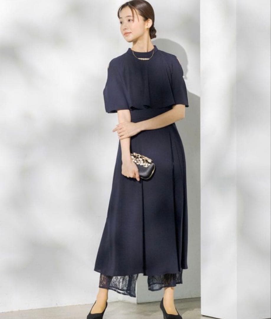 ✴︎formforma別注レースパンツ付きレイヤードドレス　ネイビー