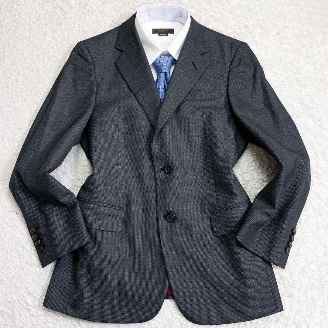 美品PRADA スーツ 46-8C チャコールグレー バーズアイ イタリア製