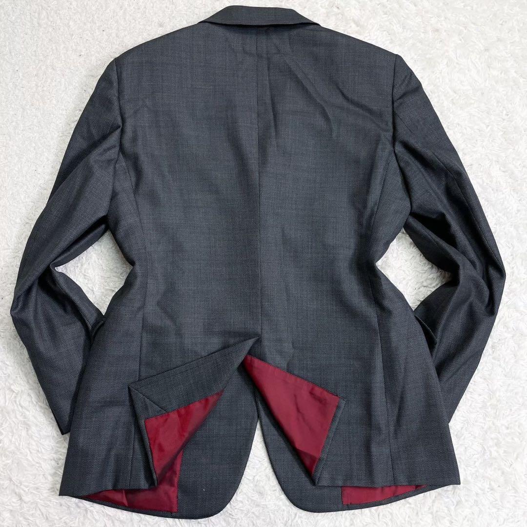 美品PRADA スーツ 46-8C チャコールグレー バーズアイ イタリア製