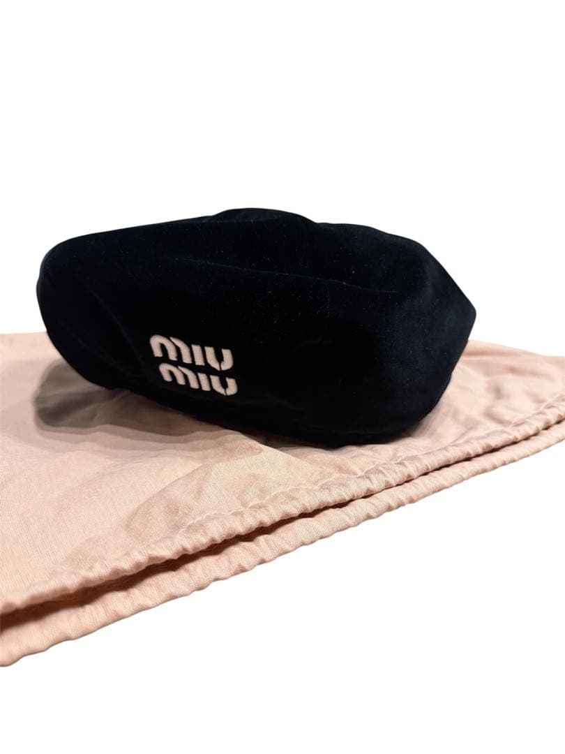 【プロフ必読】miu miu ベレー帽 黒 ベルベット　M