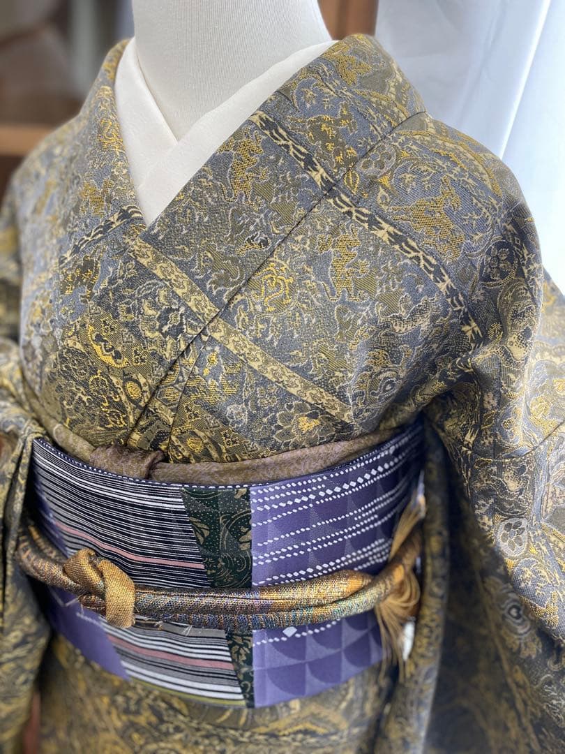 よ*し様 M3.2 前田仁仙作家　落款あり　パールトーン　お召訪問着　一方付け