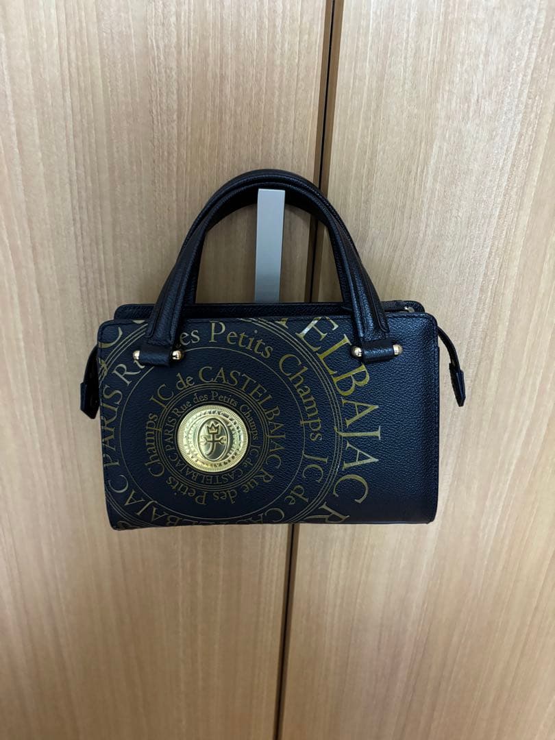 ELBAJAC ロゴ入り ブラックハンドバッグ