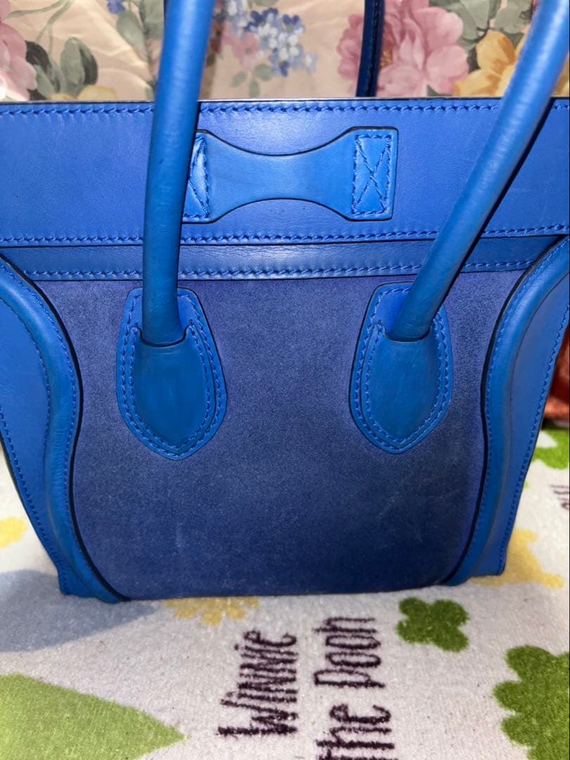 CELINE ラゲージ　マイクロ　スエード　レザーハンドバッグ ブルー