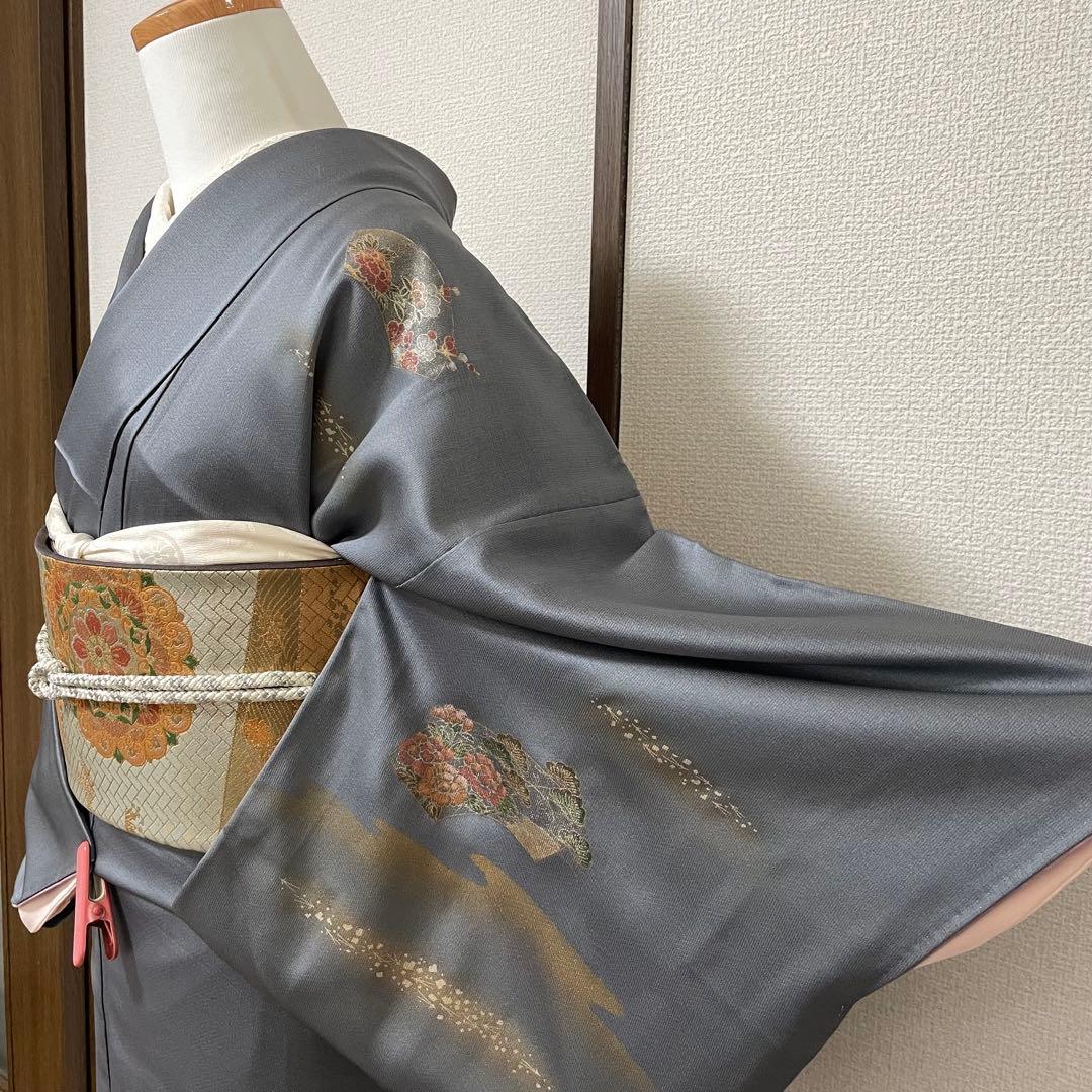 ブルーグレー 4点 フルセット 訪問着 入学式 卒業式 入園式 春 秋 冬