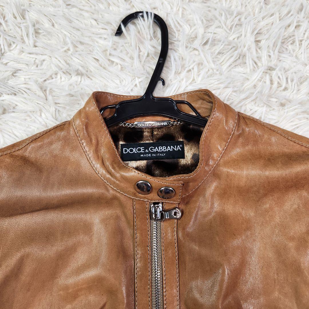 入手困難 ドルチェ&ガッバーナ シングルライダース レオパード柄 羊革 L