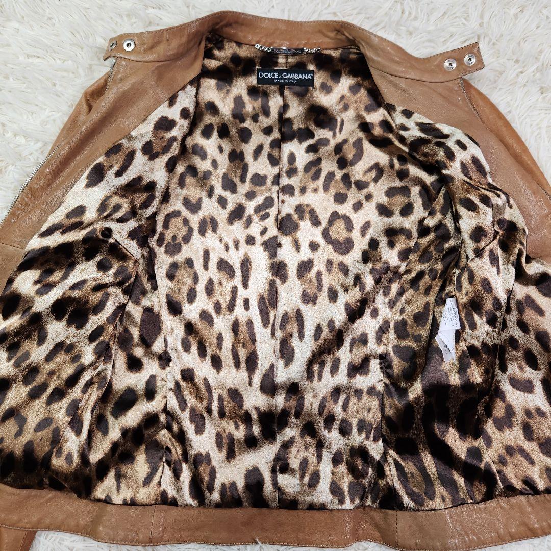 入手困難 ドルチェ&ガッバーナ シングルライダース レオパード柄 羊革 L