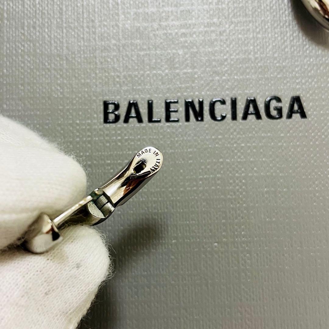 極美✨付属完備✨BALENCIAGA ピアス フープ シルバー ロゴ 現行