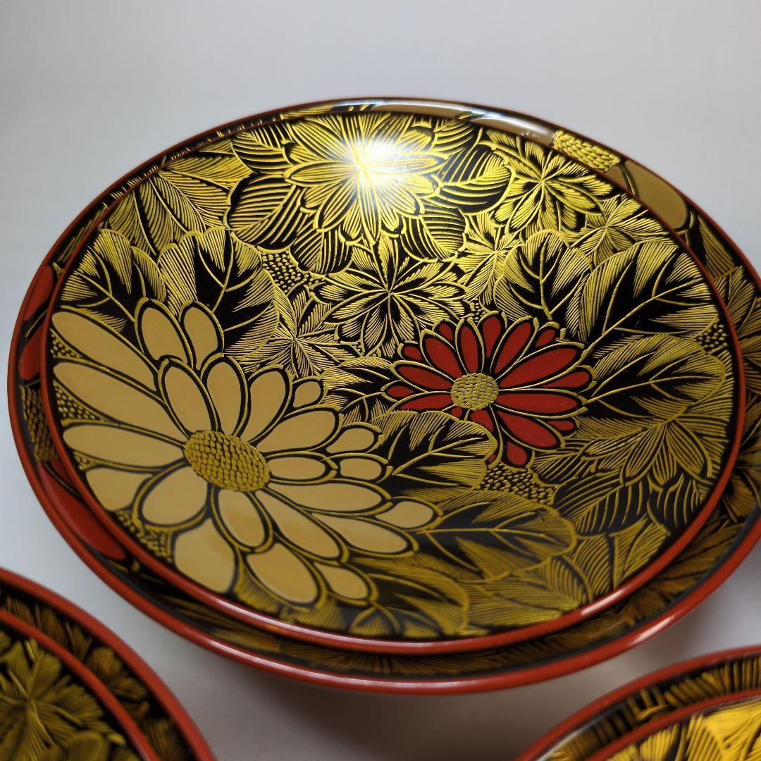 特選　沈金　輪島塗　蒔絵付吸物椀　五客　年代物　骨董