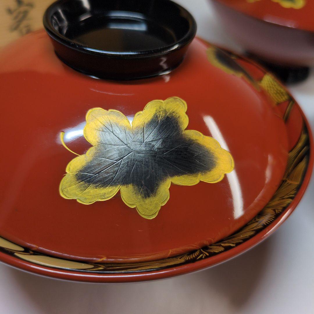 特選　沈金　輪島塗　蒔絵付吸物椀　五客　年代物　骨董