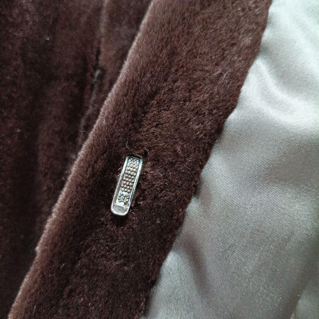 美品✨サガミンク　シェアードミンク　銀タグ　装飾ボタン　ロング丈　大きめサイズ