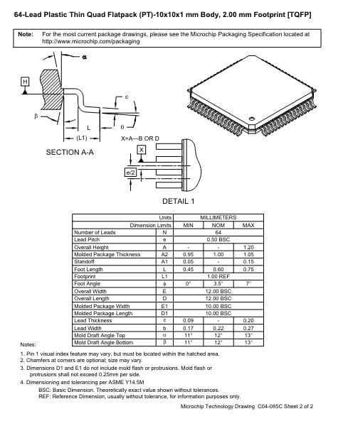 PIC16F1947-I/PT 中古160個/TRAY入 PIC16F最上位版