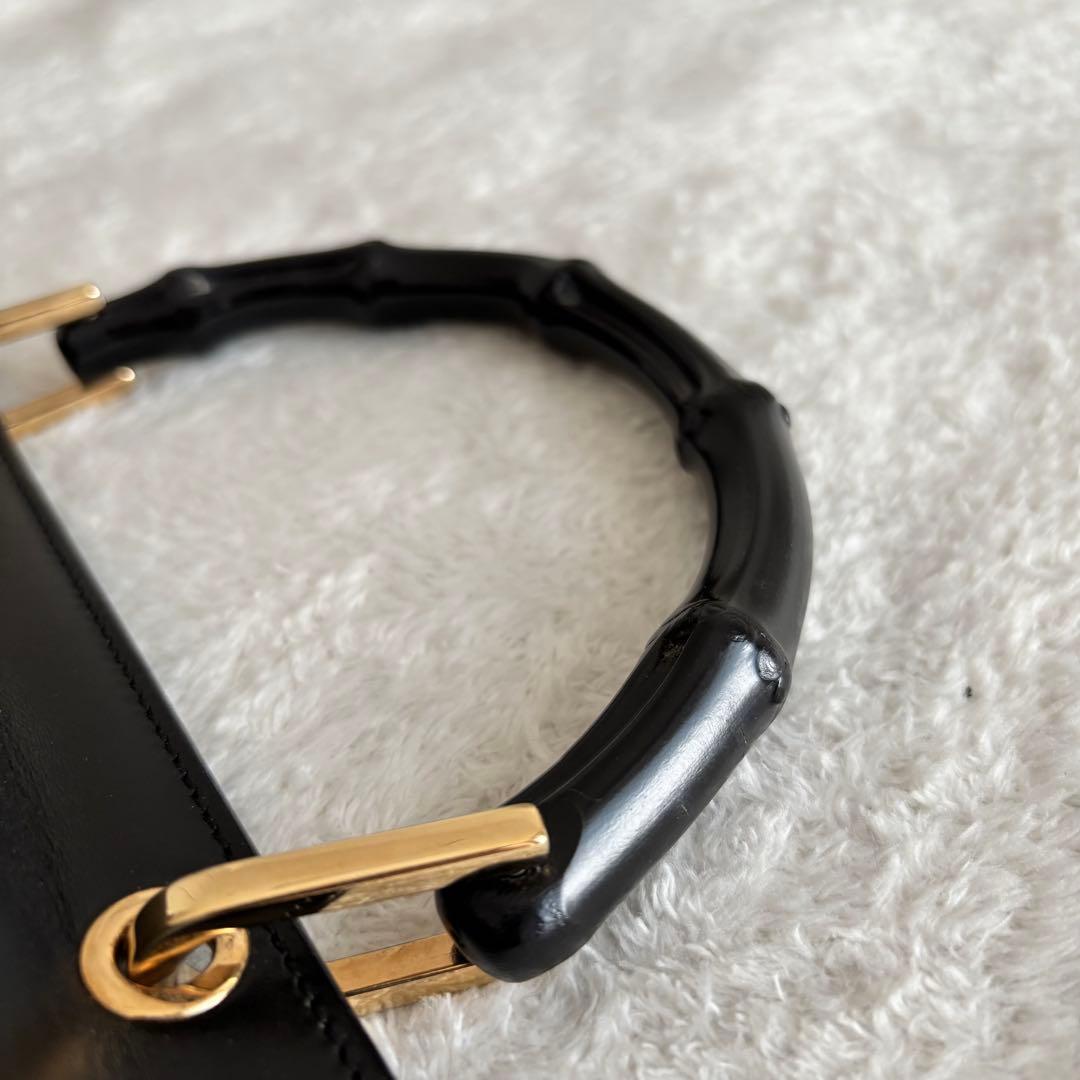 ✨美品✨ GUCCI グッチ バンブー ハンドバッグ レザー 本革 ブラック 黒