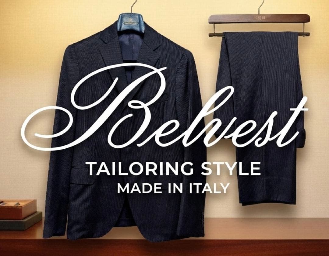 ピ*ロ様 Belvest ベルヴェスト ストライプスーツ 46 バーニーズ別注