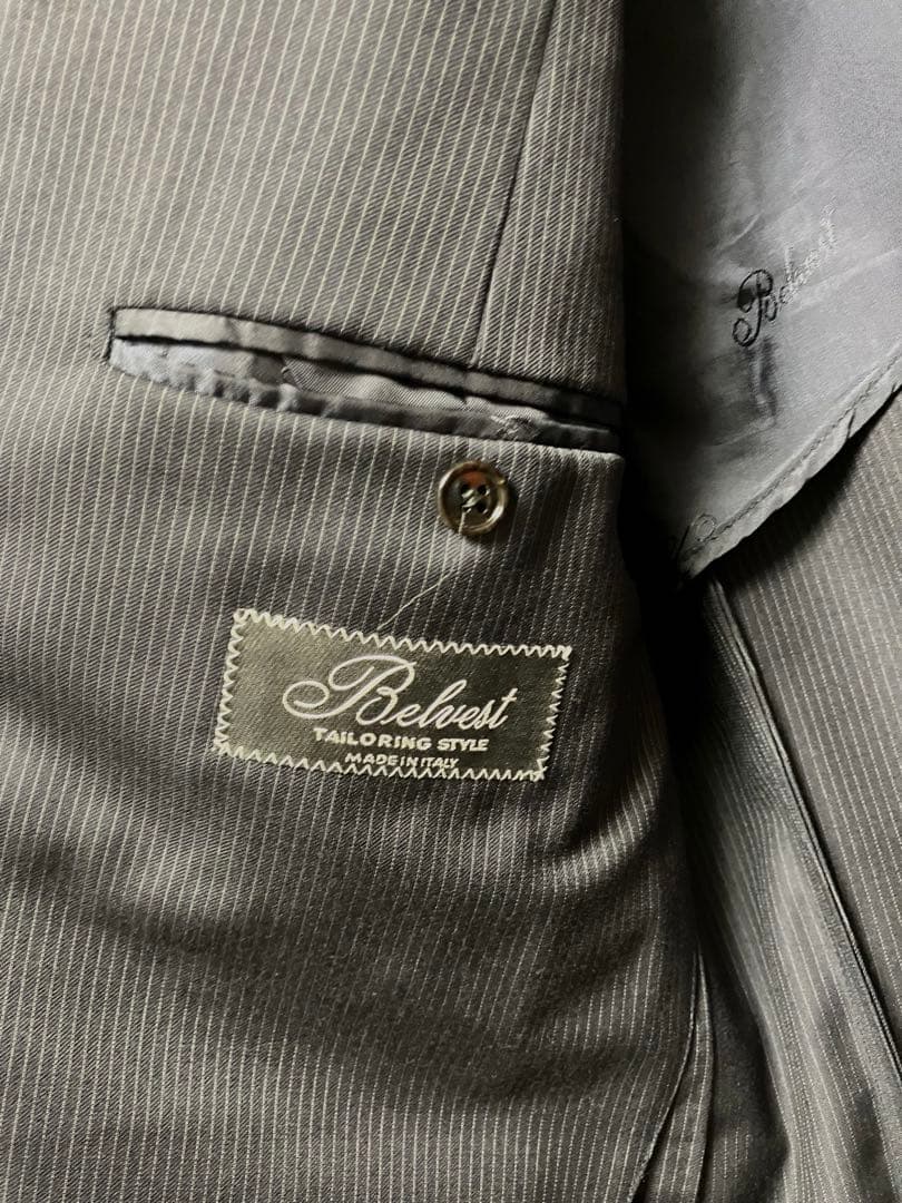 ピ*ロ様 Belvest ベルヴェスト ストライプスーツ 46 バーニーズ別注
