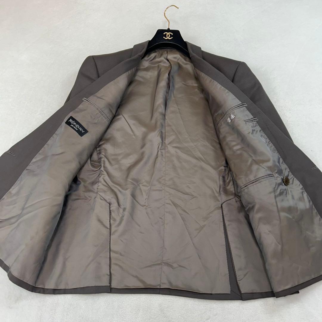 K608 M イヴサンローラン ツータック ダブル スーツ上下 ブラウン メンズ