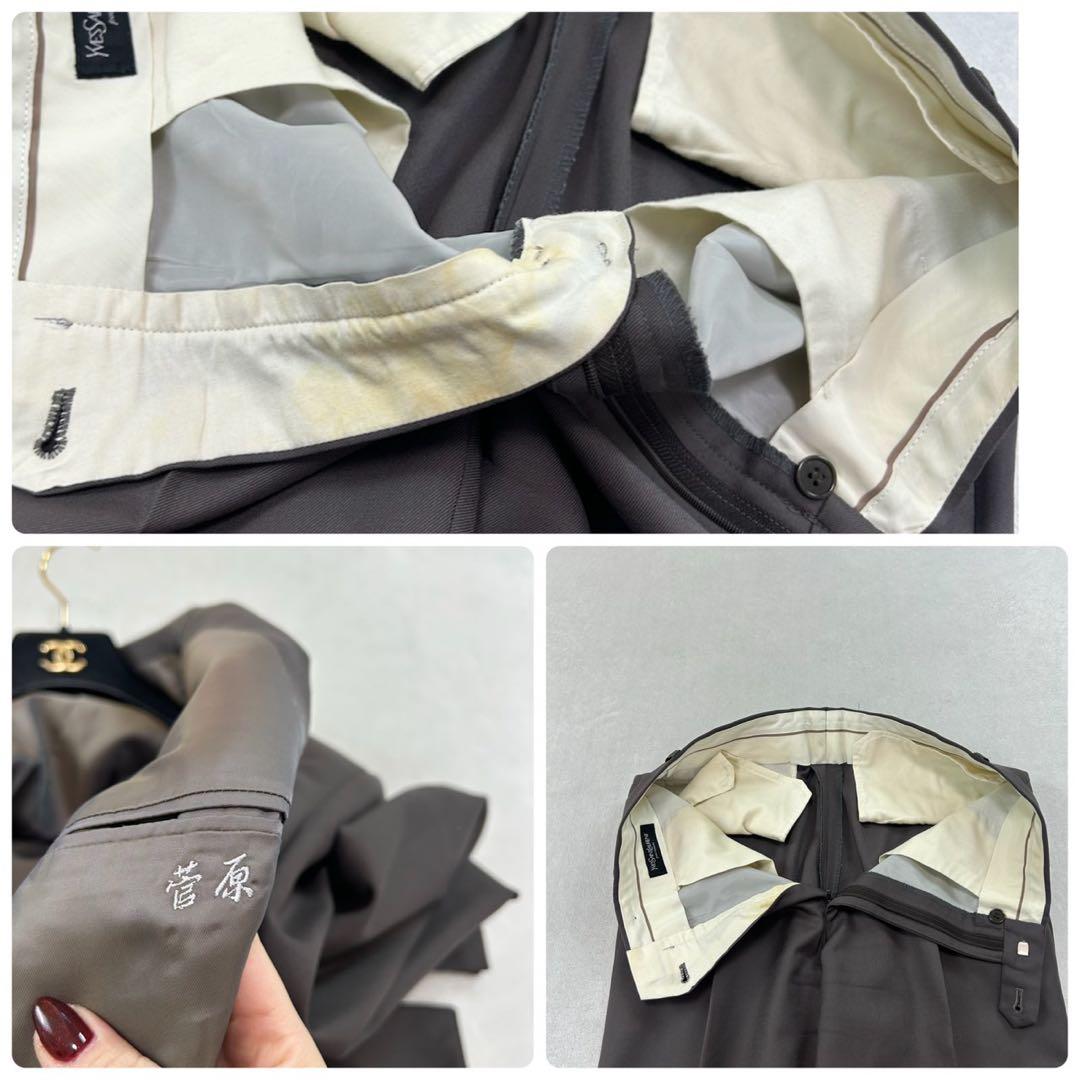 K608 M イヴサンローラン ツータック ダブル スーツ上下 ブラウン メンズ