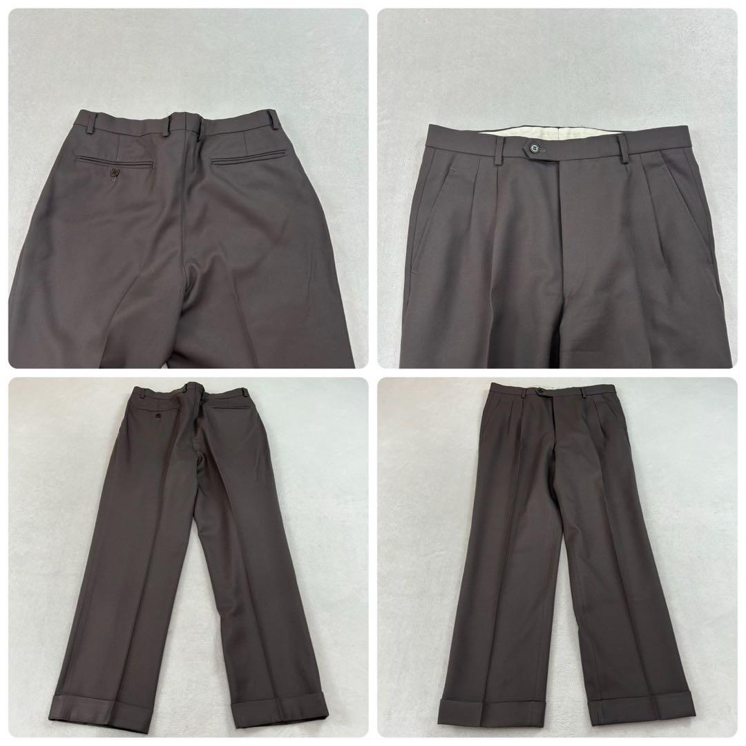 K608 M イヴサンローラン ツータック ダブル スーツ上下 ブラウン メンズ