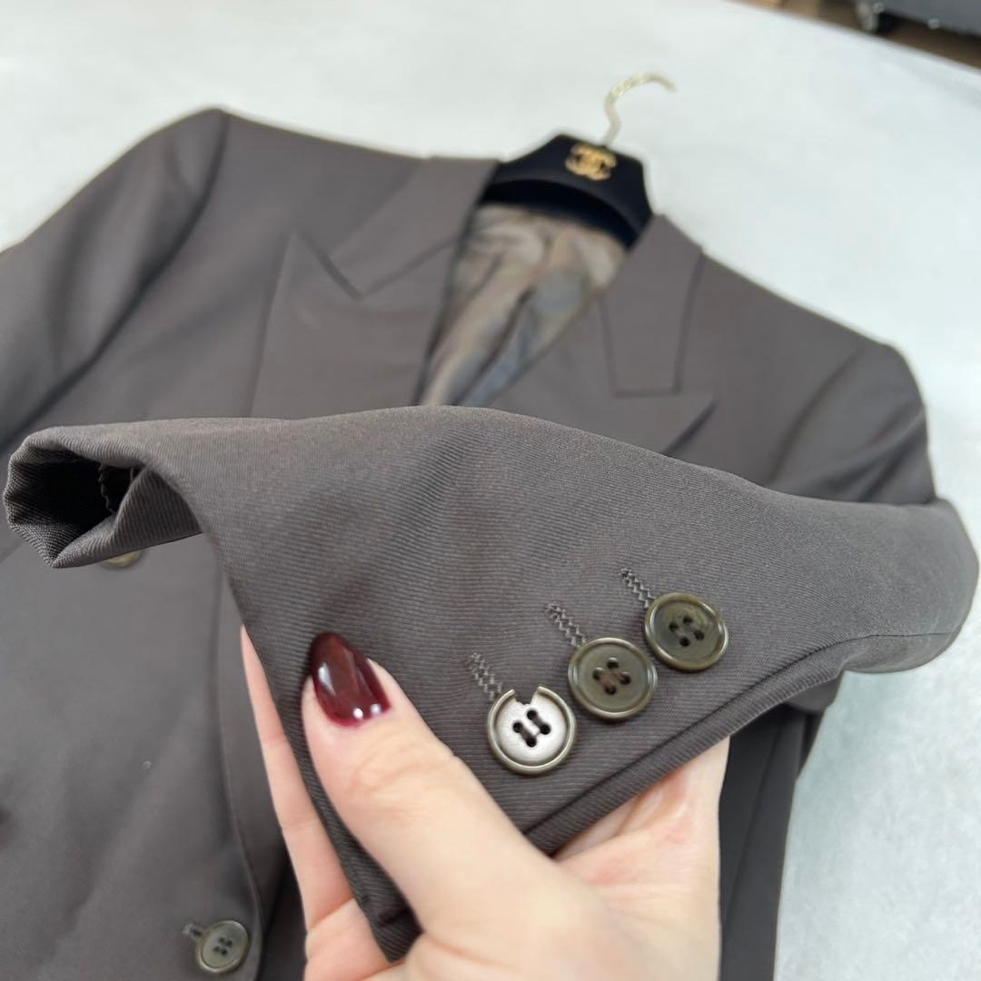 K608 M イヴサンローラン ツータック ダブル スーツ上下 ブラウン メンズ