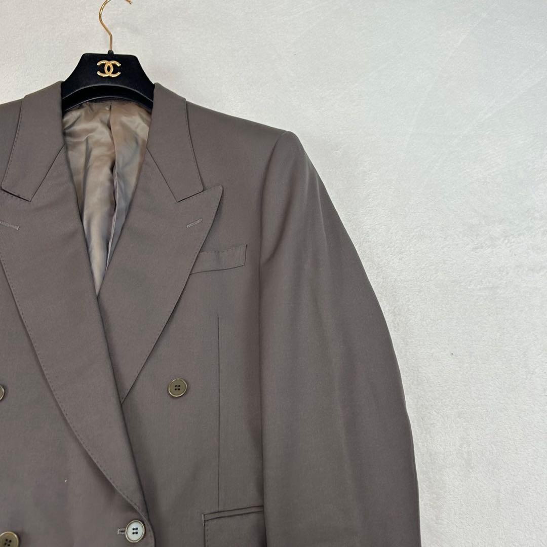 K608 M イヴサンローラン ツータック ダブル スーツ上下 ブラウン メンズ