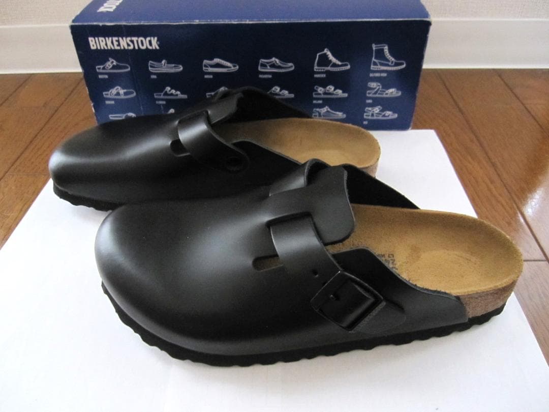 美品 ビルケンシュトック ボストン ナチュラルレザー 38 ナロー 24.5 黒