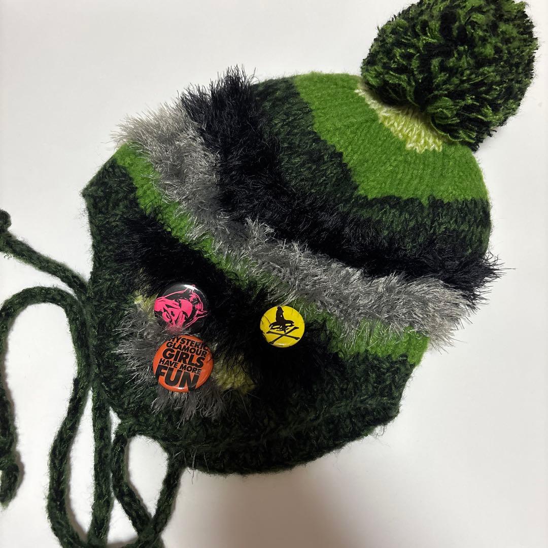 hysteric glamor 緑系ポンポン付きニット帽