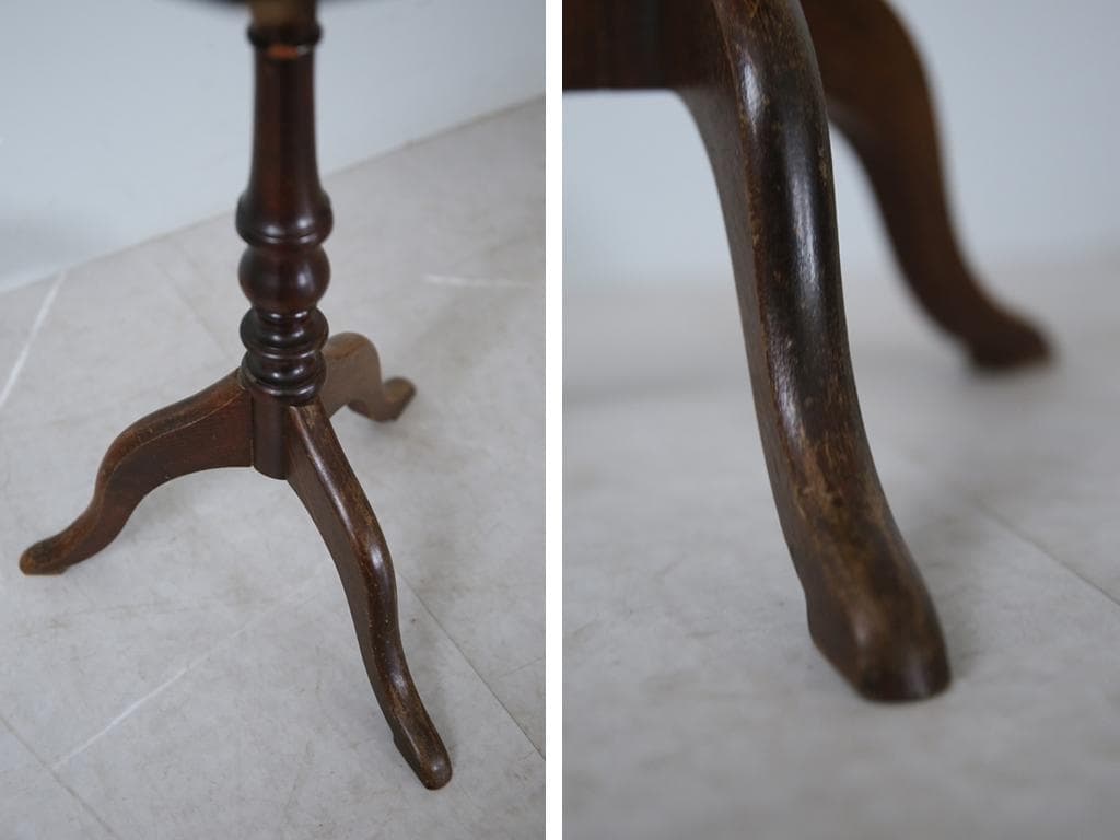 英国アンティーク木製ワインテーブル/サイドテーブル/丸机/飾り棚(89-188)