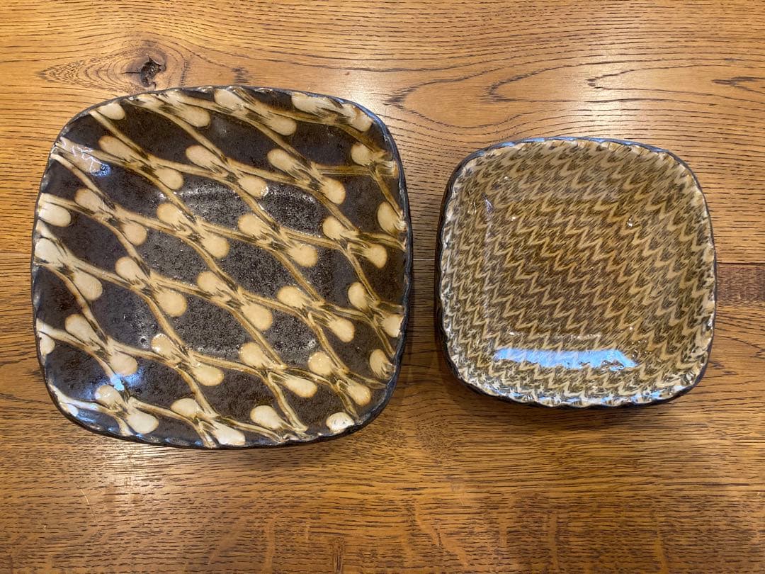 ★よしこ★ スリップウェア 伊藤丈浩 角鉢 大・小セット