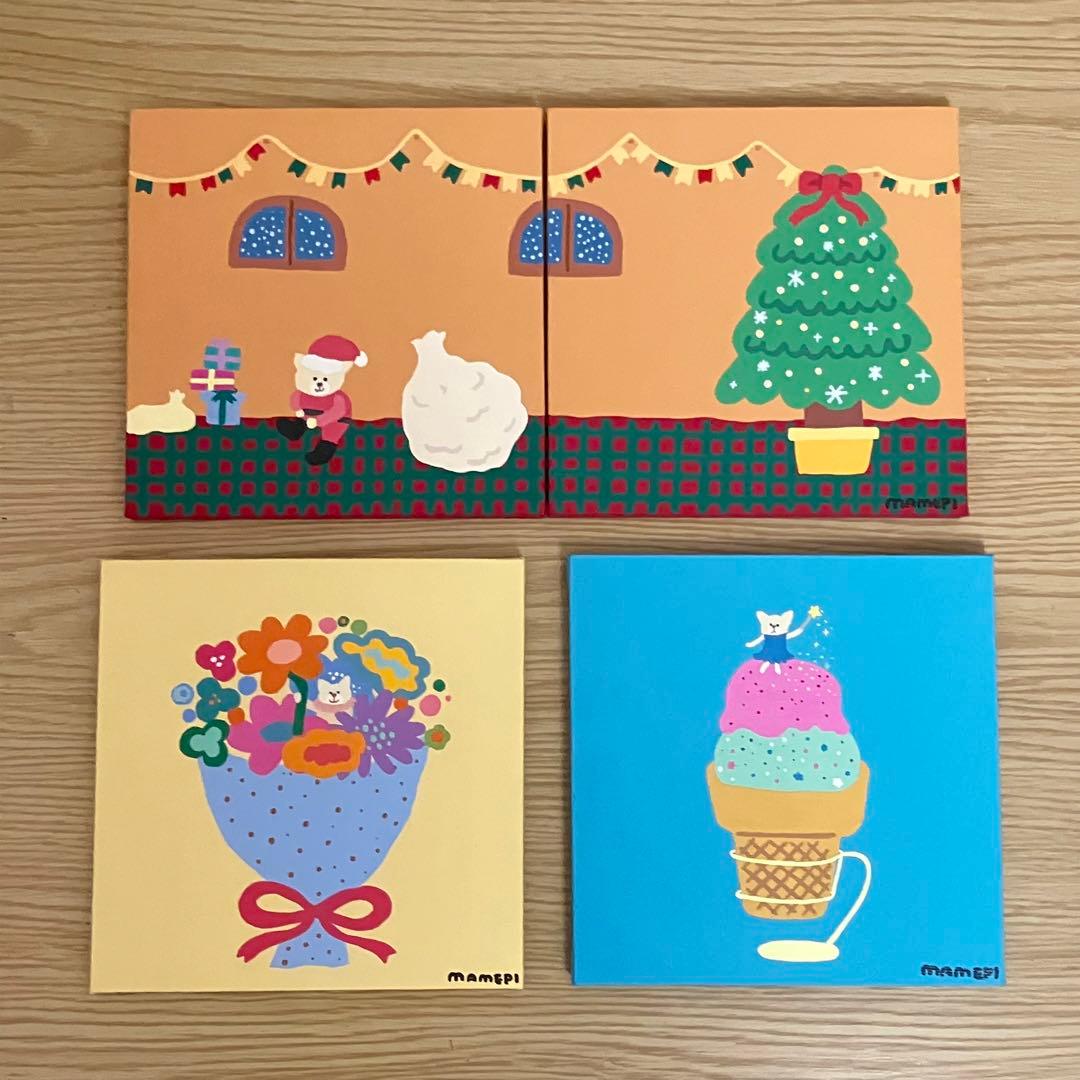 りん様　4枚セット　原画　150×150mm アクリル画