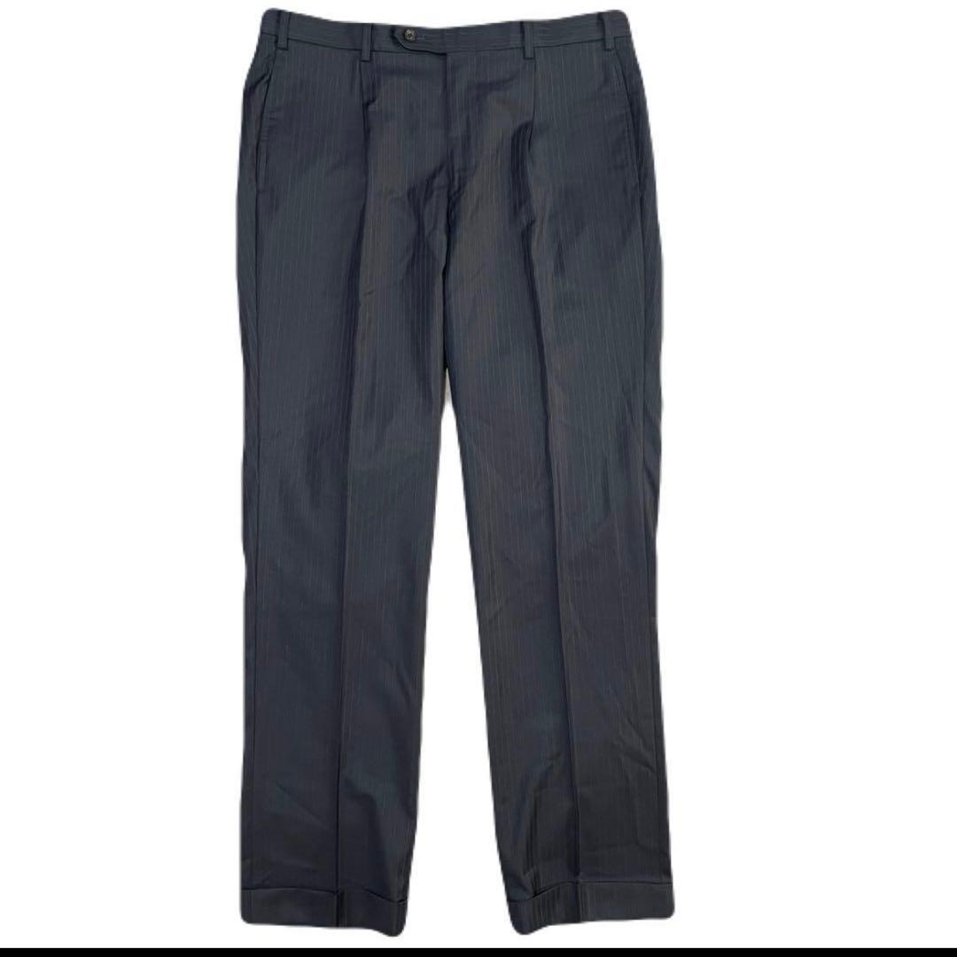 高級 イタリア製 マッキントッシュ ストライプ 濃紺 SUPER 170’s