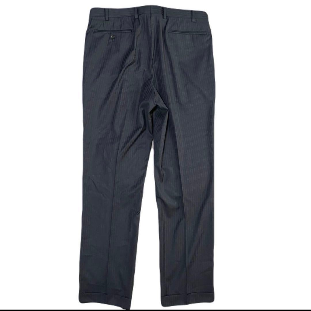 高級 イタリア製 マッキントッシュ ストライプ 濃紺 SUPER 170’s