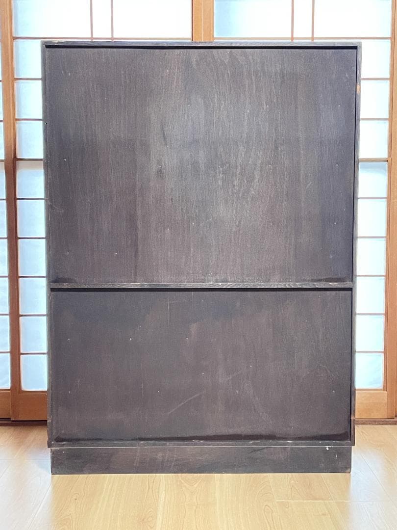 【昭和レトロ】 木製食器棚｜幅88cm｜ガラス引き戸付き｜飾り棚／収納棚｜天然木