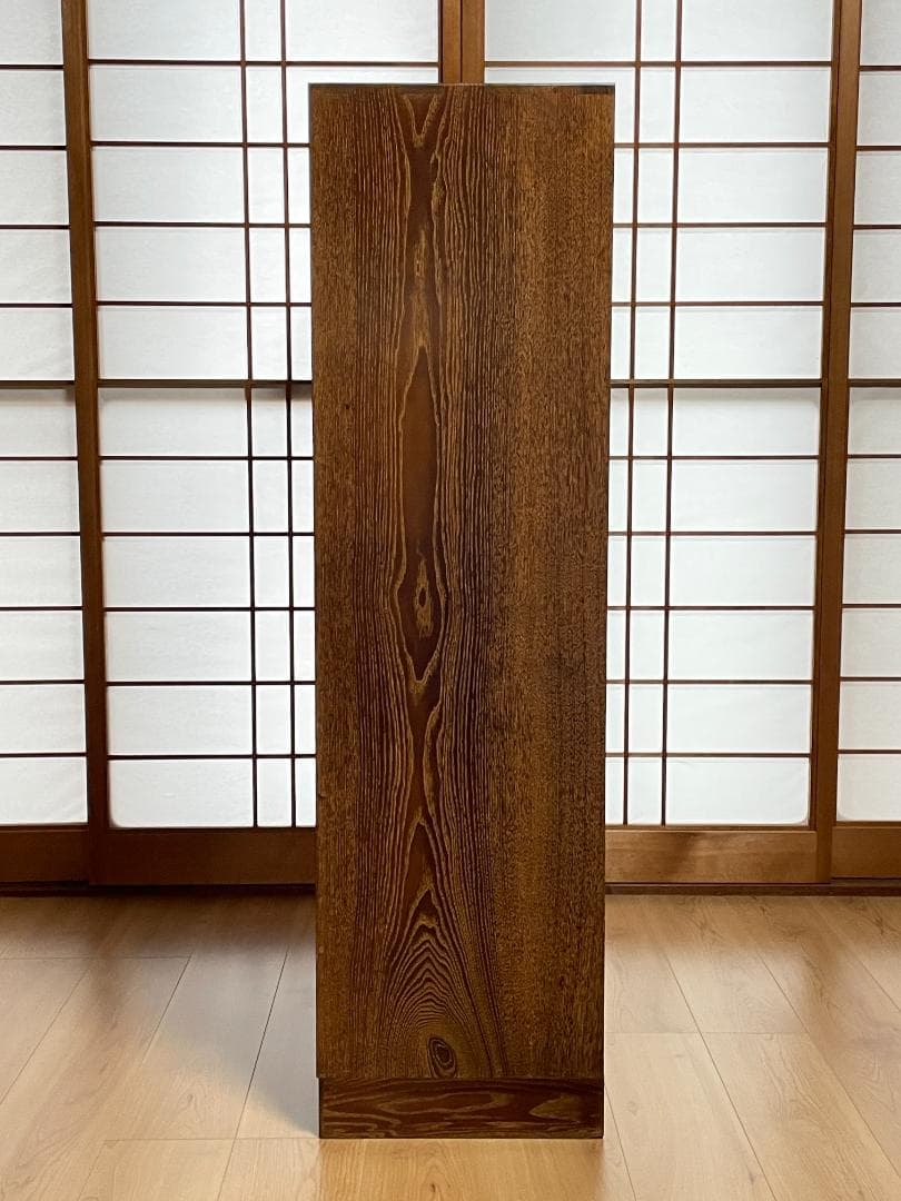 【昭和レトロ】 木製食器棚｜幅88cm｜ガラス引き戸付き｜飾り棚／収納棚｜天然木