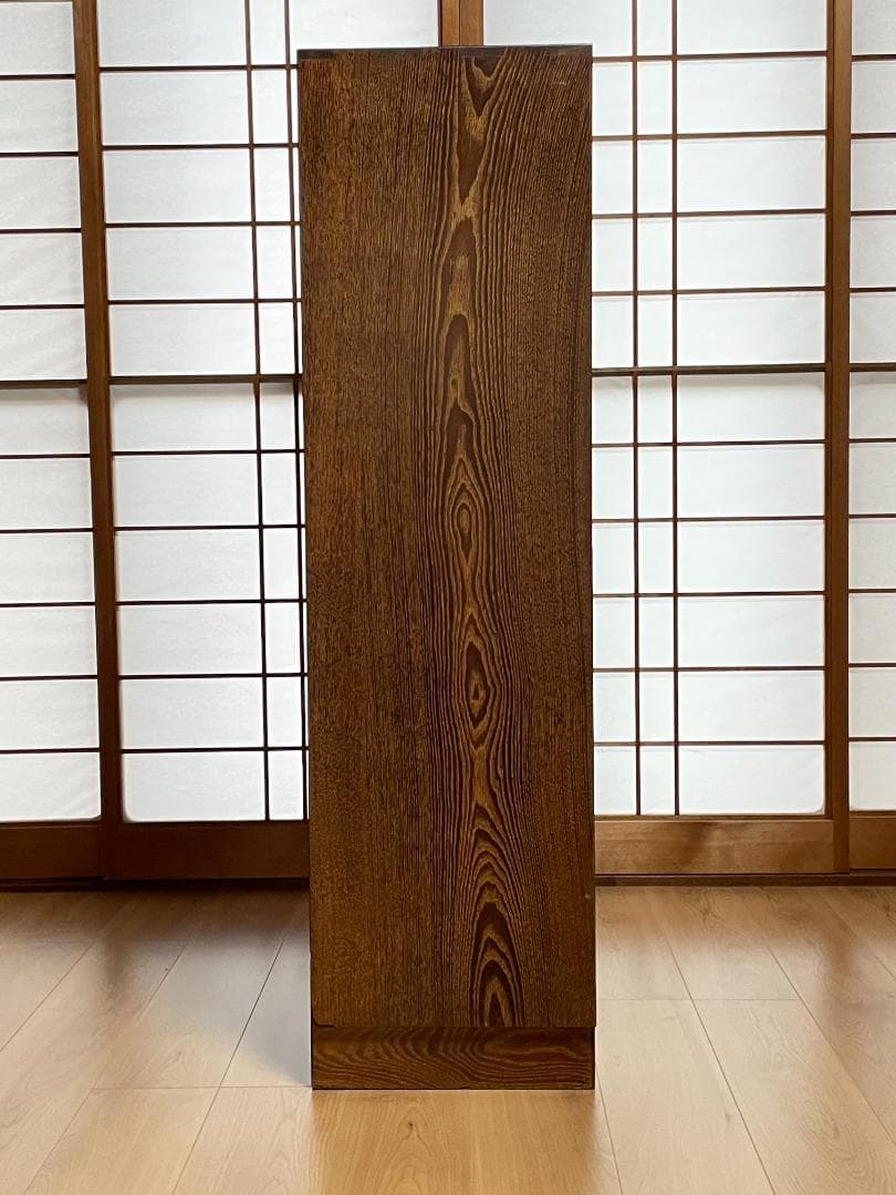 【昭和レトロ】 木製食器棚｜幅88cm｜ガラス引き戸付き｜飾り棚／収納棚｜天然木