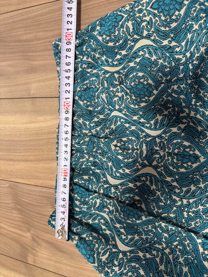 FUMIE=TANAKA　ジャガードフレアパンツ　ブルー