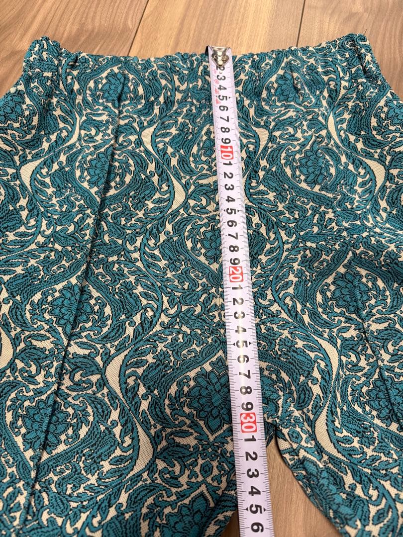 FUMIE=TANAKA　ジャガードフレアパンツ　ブルー