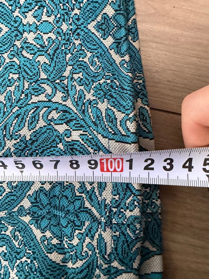 FUMIE=TANAKA　ジャガードフレアパンツ　ブルー