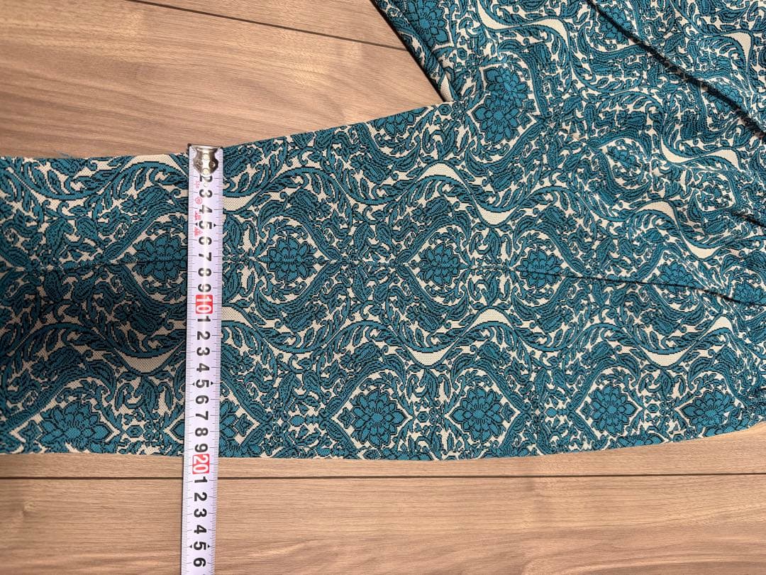 FUMIE=TANAKA　ジャガードフレアパンツ　ブルー