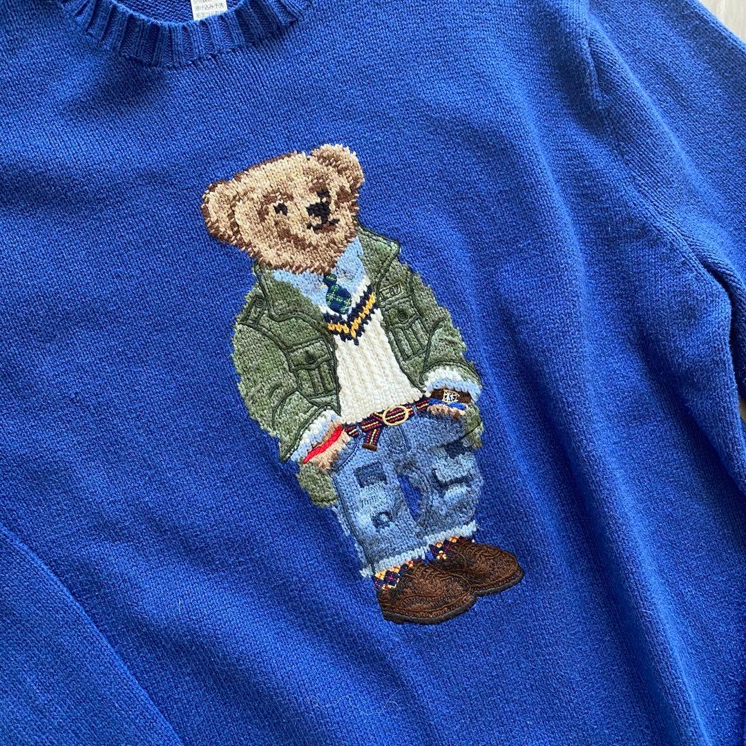 POLO ベア　ニット　メンズ　M 近年モデル　ネイビーブルー