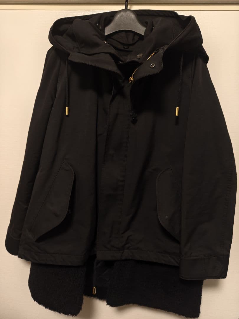 THE RERACS ライナー付きモッズコート ファーベスト ブラック 38