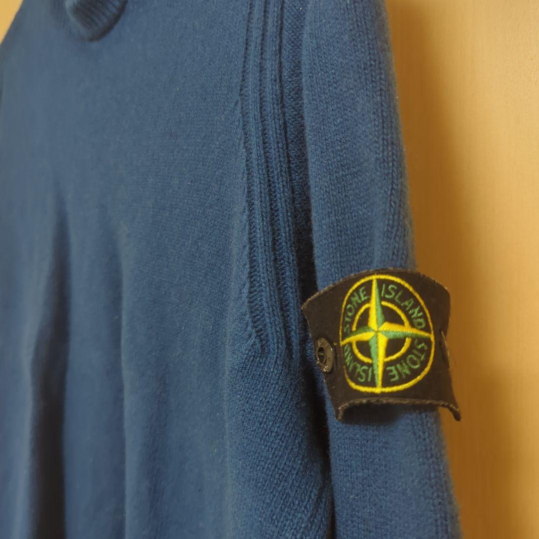 ストーンアイランド　ネイビー クルーネックニット アームバンド付き