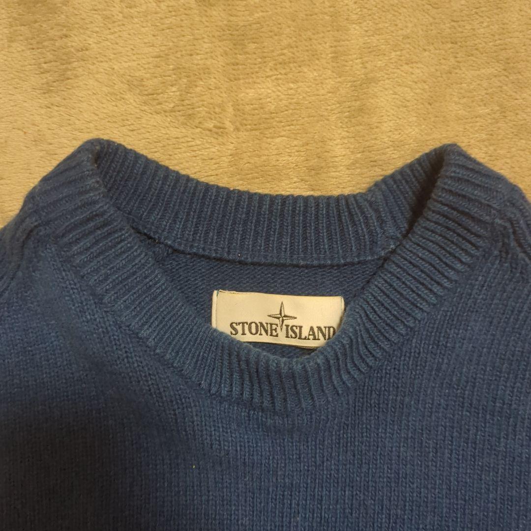 ストーンアイランド　ネイビー クルーネックニット アームバンド付き