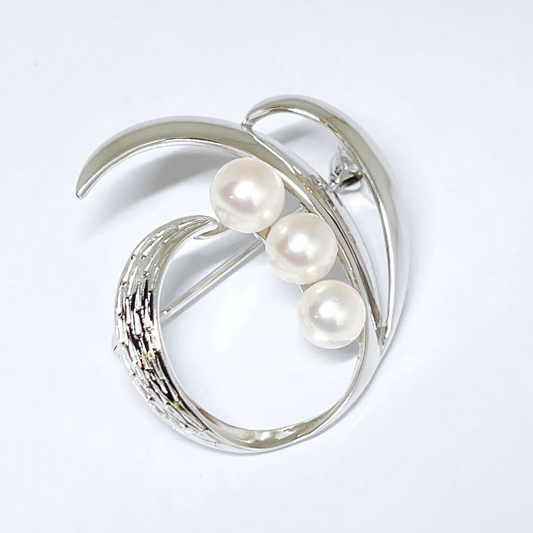 極美品✨MIKIMOTO ミキモト パール　ブローチ　シルバー
