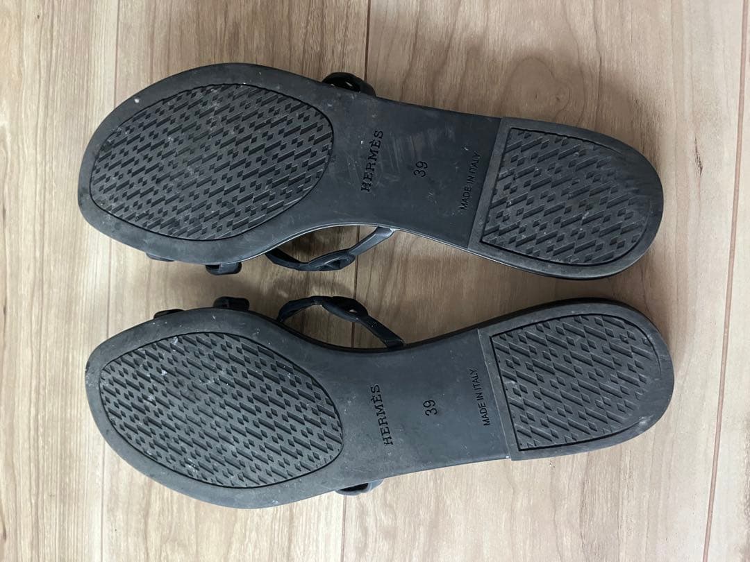 エルメス　ブラック サンダル　シェーヌダンクル