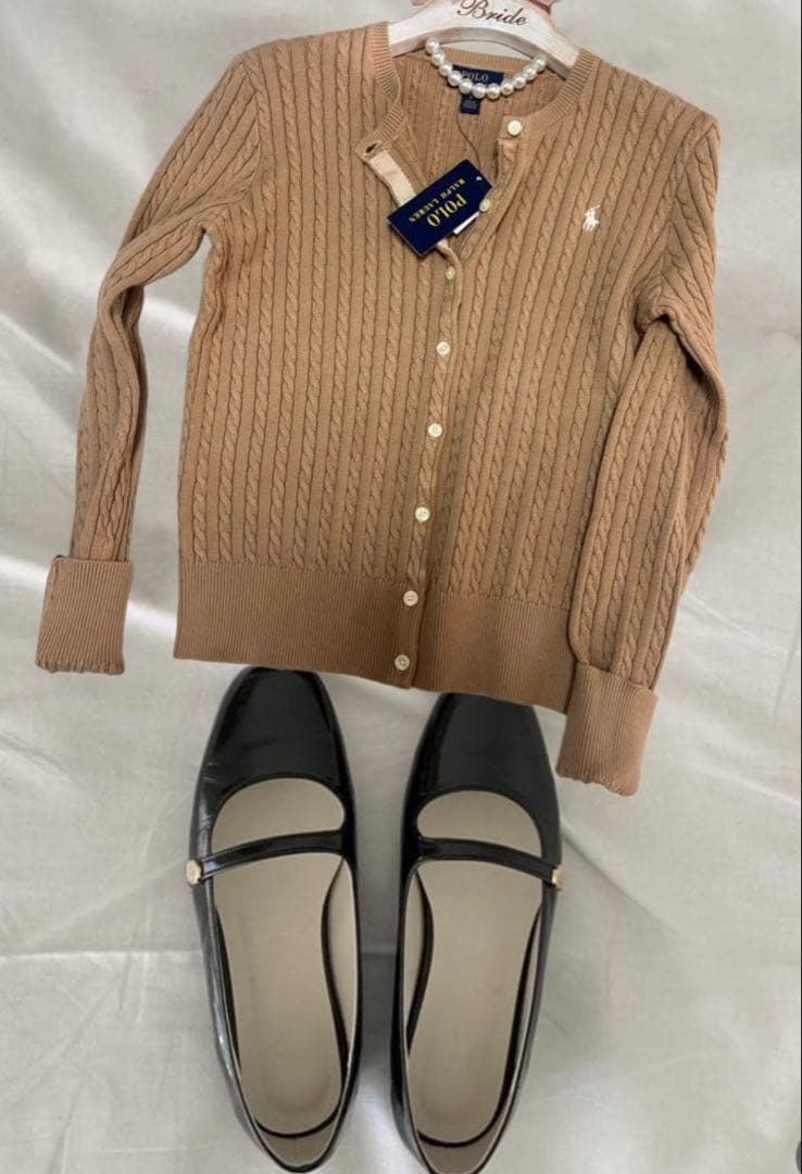 セールポロラルフローレン　ケーブルカーディガン ニット セーター　ベージュ