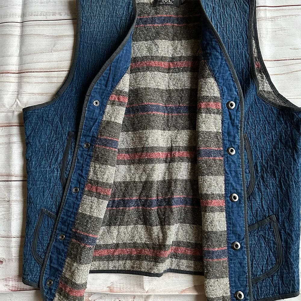 RRL ダブルアールエル インディゴ ベスト L キルティング