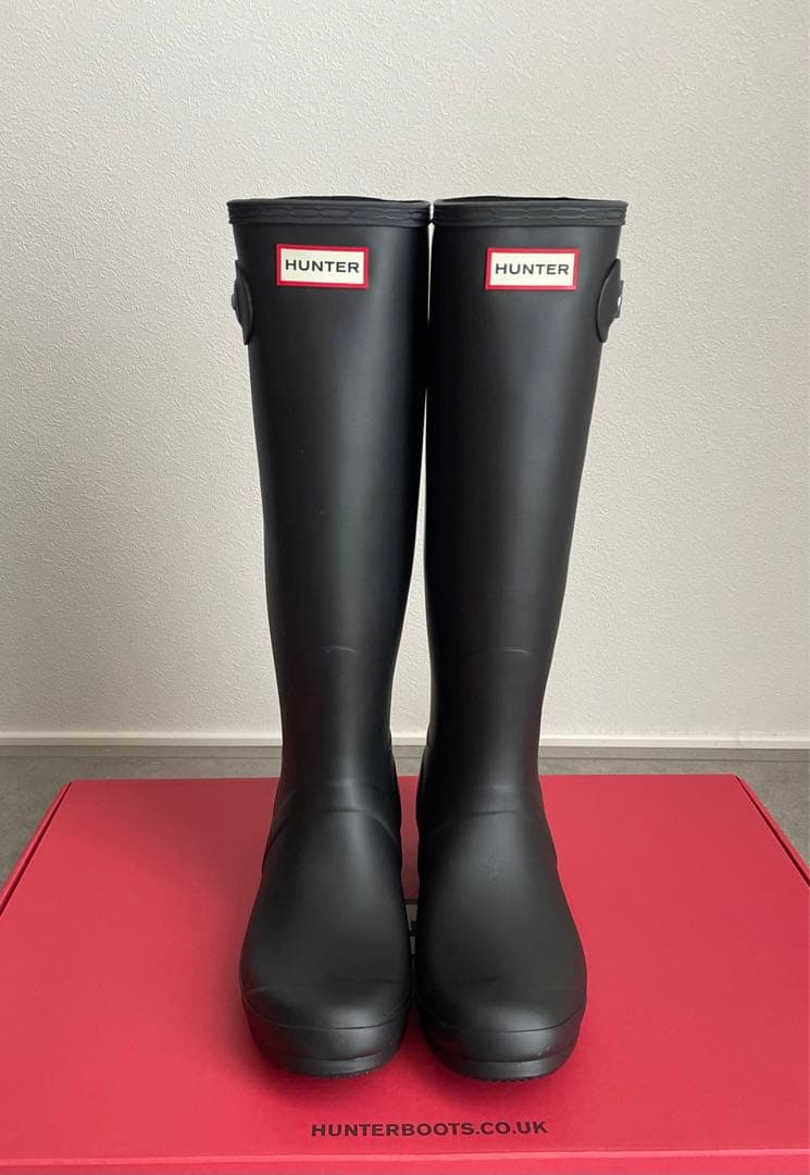 Yui　 【25㎝】HUNTER ロング レインブーツ 雨靴 ブラック 黒