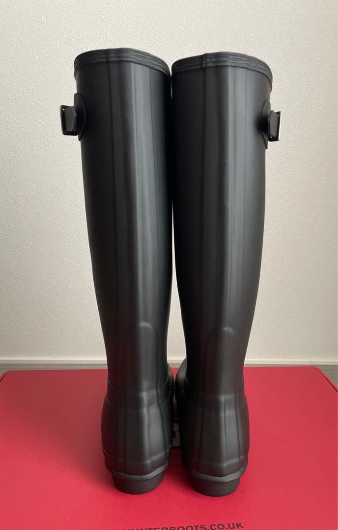 Yui　 【25㎝】HUNTER ロング レインブーツ 雨靴 ブラック 黒