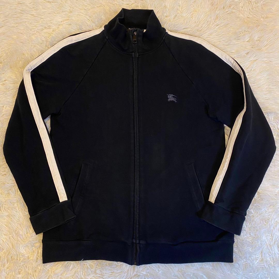 【美品/L】バーバリー ブラックレーベル ジップジャケット 黒 カラーライン