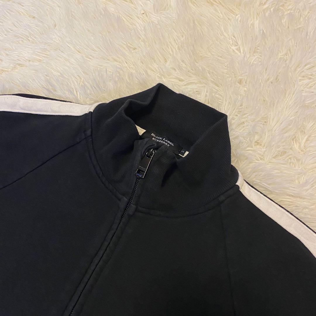 【美品/L】バーバリー ブラックレーベル ジップジャケット 黒 カラーライン